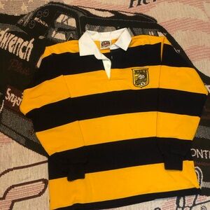 NWOT Barbarian Rugby Wear Navy Rugby Shirt Mens Medium Navy Yellow Stripe